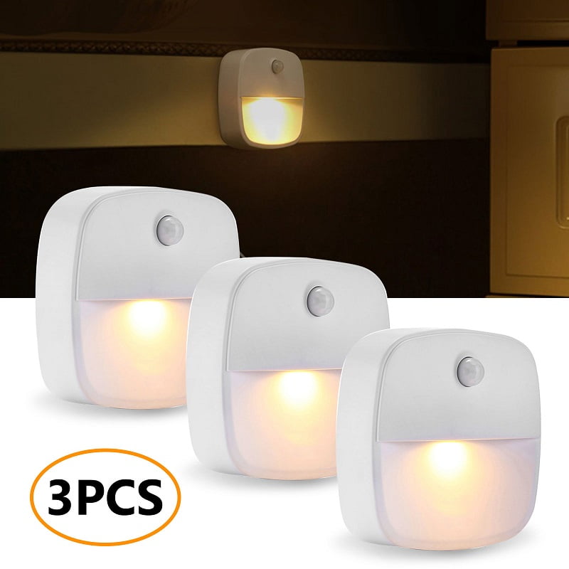 3 Pack LED Motion Sensor Light Battery Operated Wireless Wall Lamp
