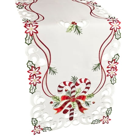 

Candy Cane on Ivory Table Runner (15 x 70 )