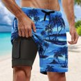 thumbnail image 3 of FINALGANG Mens Casual Beach Print Board Shorts Casual Drawstring Waist Swim Trunks Quick Dry Beach Shorts With Side Pocket For Summer Surfing Daily Wear Blue M, 3 of 3