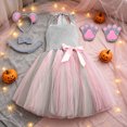 thumbnail image 4 of Vdoaml Girls Halloween Performance Costume Kids Tutu Dress Set Halter Mesh Skirt with Accessories Animal Cosplay Outfit 7-8Years Pink, 4 of 5