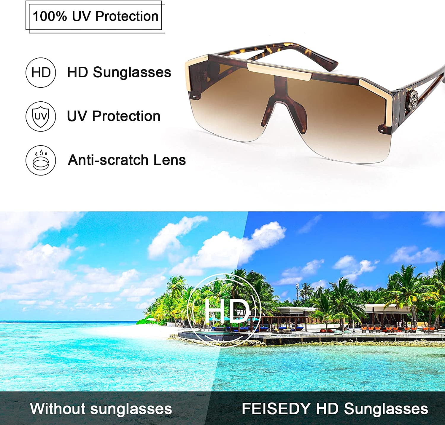 Luxury Anti Ultraviolet Oversized Sunglasses For Women And Men