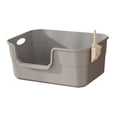 thumbnail image 2 of Caja de arena para gatos con tapa abierta, caja de arena para gatos, suministros para mascotas, cama para gatos portátil a prueba de salpicaduras, caj Gris, 2 of 8