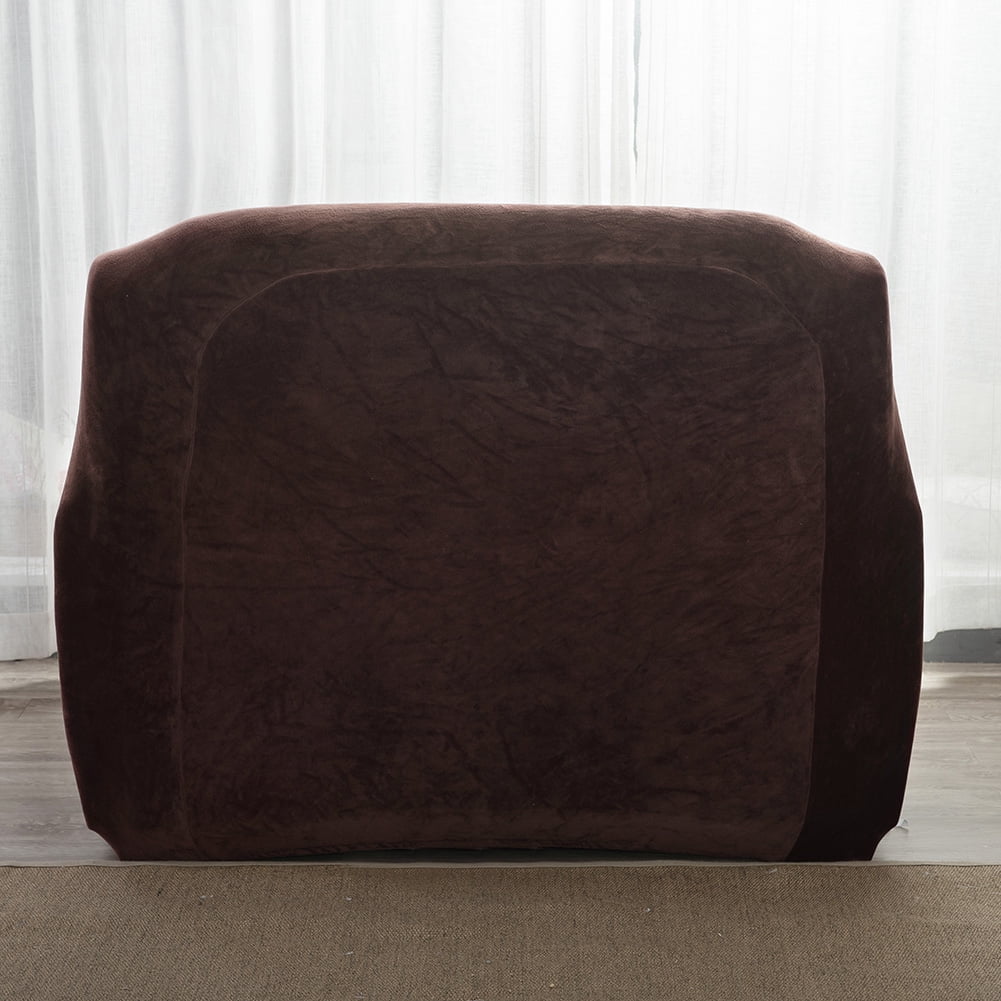CJC Sofa Cover Plush Stretch 1 2 3 4 Seater Sofa Slipcover Chair Loveseat Couch Cover Furniture Protector Cover with 1 Pillowcase (1 Seater, Brown)