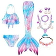 thumbnail image 2 of Mermaid Tail Swimsuit For Kids Swimmable Halloween Cosplay Costume Beach Pool Clothes, 2 of 7