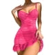 thumbnail image 1 of Verano Mujeres Ver-Through Malla Sheer Slim Vestidos Sexy Cadera Envoltura Envuelto Vestido Corto Sling Nituyy Vestido vaporoso plisado multicolor de mujer, 1 of 5