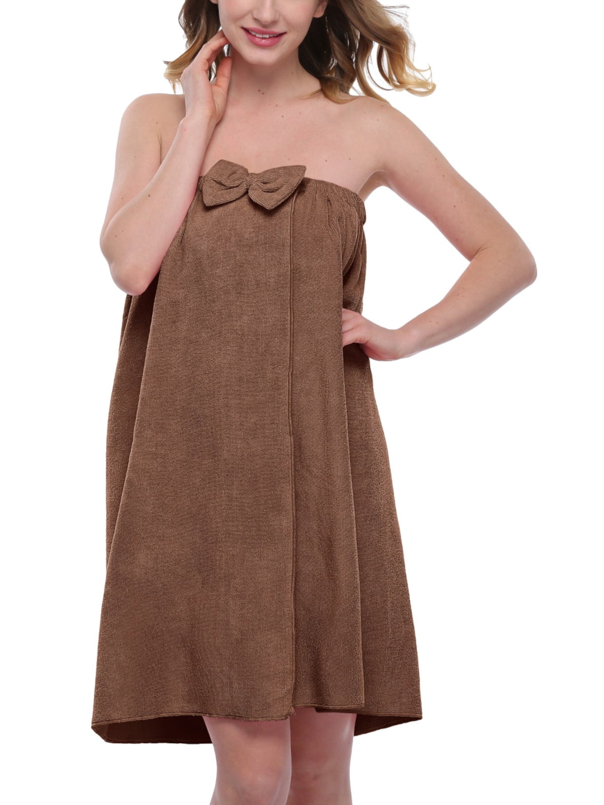 Women Body Towel Bathrobe Bow Wrap Towel Dress Microfiber for Body