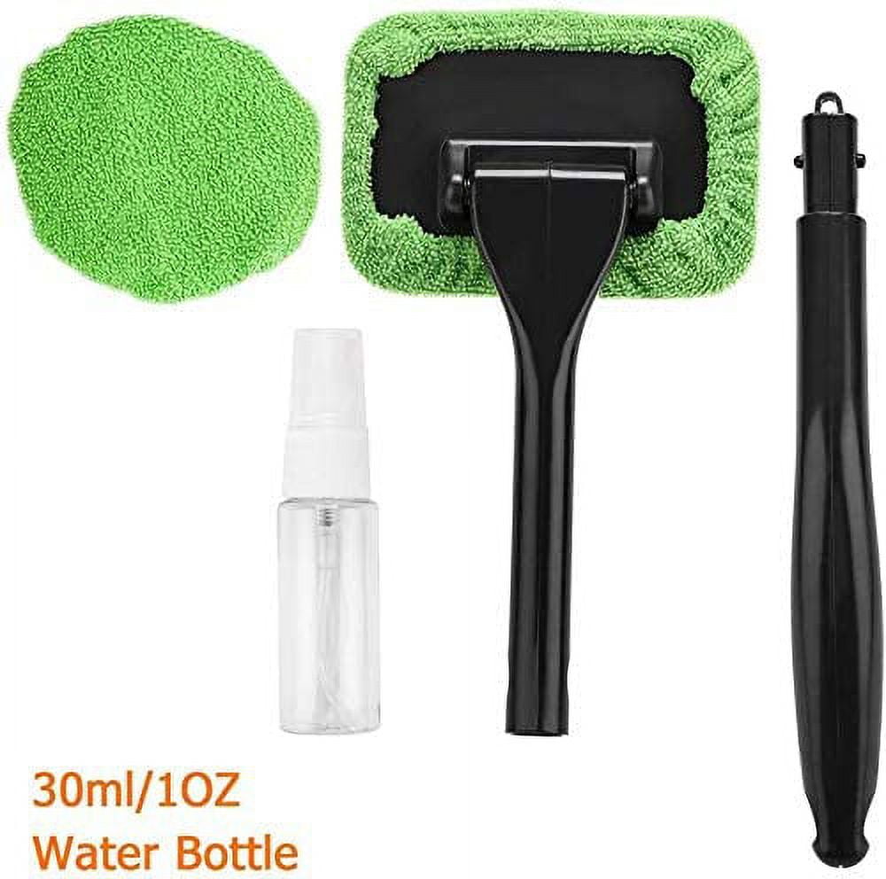 Quintina Window Windshield Cleaning Tool Microfiber Cloth Car Cleanser Brush with Detachable Handle Auto Inside Glass Wiper Interior Accessories Car Cleaning