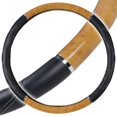 thumbnail image 2 of Black/Wood Grain Soft Leather Grip Big Rig Steering Wheel Cover for Trucks 18" Inch Large (Light Wood), 2 of 6