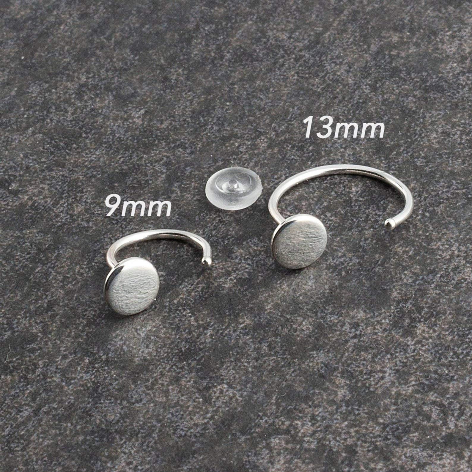 Half Huggie Silver Hoop Earrings for Women Tiny Cartilage Birthstone Stud Piercing Earring Hypoallergenic Screw Back Dainty Cartilage Hoops (Black Onyx 3mm / 20 gauge)