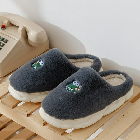 

Winter Warm Cotton Slippers Thick Soft Sole Slippers Men Women Indoor Floor Flat Solid Colo Home Non-slip Shoes Couple Slippers