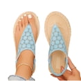 thumbnail image 5 of YgkuHd Women's Casual Flat Sandals Perforated Floral Upper Toe Post Style Elastic Ankle Strap Espadrille Sole Light Blue,9.5, 5 of 9