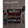 thumbnail image 3 of Watch Box SONGMICS de 12 ranuras con tapa de cristal y cojines para relojes, 3 of 3