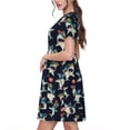 thumbnail image 2 of Goofa Cartoon Sharks Pattern Women Summer Short Sleeve Midi Dress with Pockets Casual Aline Flowy Tshirt Dress Vocation Beach Sundress, 2 of 6