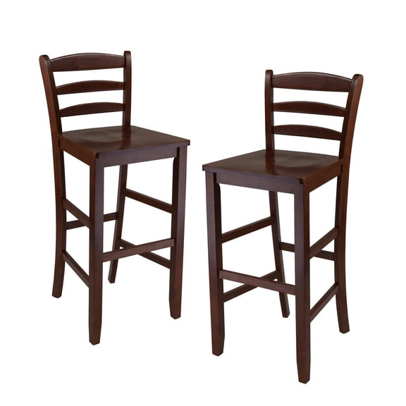 Wood Ladder Back Bar Stools - 29 Inch Seat Height - Dark Finish