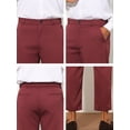 thumbnail image 6 of INSPIRE CHIC Men's Casual Solid Color Flat Front Cropped Ankle-Length Dress Pants Burgundy 28, 6 of 6