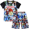 thumbnail image 1 of El nuevo juego Roblox, conjunto de ropa de casa bidimensional para niños, pijama de dos piezas de manga corta, el mejor regalo, 1 of 4