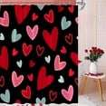 thumbnail image 2 of Valentine''s Day Shower Curtain Romantic Red Heart Cute Colorful Hearts Modern Art Dot Sweethearts Love Couple Wedding Lover Creative Bath Curtain with Hooks, 2 of 6