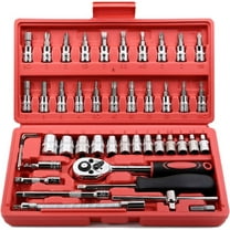 Enroslu Socket Ratchet Wrench Set, 46 Pieces Screwdriver Kit with Metric Bit Sockets and Extension Bar, 1/4 inch Drive Socket Ratchet Wrench Set for household and car repair