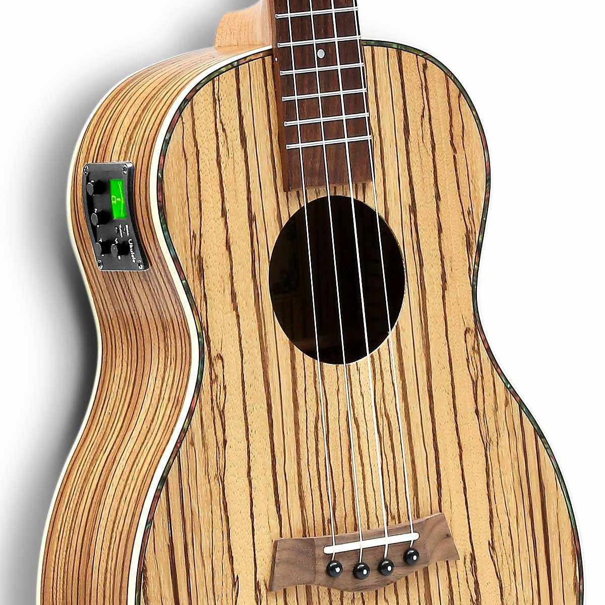 Baritone 30-Inch Zebra Acoustic-Electric Ukulele with Truss Rod, EQ, and Gig Bag