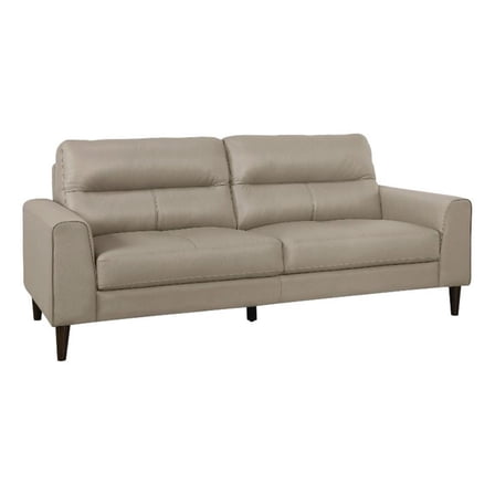 Willow 76 Inch Sofa- Plush Beige Top Grain and Faux Leather- Solid Wood
