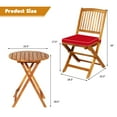 thumbnail image 2 of Gymax Ensemble Bistro Pliant en Bois d'Acacia 3 Pcs Ensemble de Conversation pour Patio avec Coussins Rouges, 2 of 10