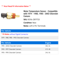 thumbnail image 2 of Water Temperature Sensor - Compatible with 1979 - 1980, 1985 - 2002 Chevy Camaro 1986 1987 1988 1989 1990 1991 1992 1993 1994 1995 1996 1997 1998 1999 2000 2001, 2 of 2