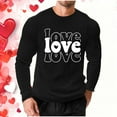 thumbnail image 6 of UVEASISHA Long Sleeve Waffle Shirt Men Big and Tall Casual Valentines Day Graphic Tees Cute Love Letter Print T-Shirts Stretch Workout Pullover Tee Tops Black 5XL, 6 of 9