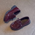 thumbnail image 6 of Gpaecead Girls Bow Tassel Princess Loafers Solid Color Soft Sole Faux Leather Casual Flats For School Spring Summer, A-Burgundy, 6 of 8