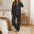 thumbnail image 6 of Blmnix Womens Sleepwear Bamboo Pajamas Button Up Pajamas Sleepwear Sets Sleepwear Straight-Leg Collared Long Sleeve Black Full Fall Pajamas Women,L, 6 of 7