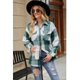 thumbnail image 4 of 2022 New Womens Flannel Shacket Jacket Casual Plaid Wool Blend Button Down Long Sleeve Shirt with Pockets Fall Clothes Outfits, 4 of 6