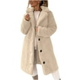 thumbnail image 2 of Otntypg Plus Size Women's Fuzzy Fleece Lapel Open Front Long Cardigan Coat Loose Oversized Casual Faux Sherpa Thick Warm Winter Outwear Jackets Beige#01 S, 2 of 9
