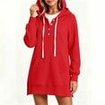 thumbnail image 6 of SYwaren Button Hoodie for Women Longline Pullover Drawstring Side Slit Sweatshirt Pockets Solid Color Tops, 6 of 9
