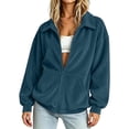 thumbnail image 2 of FAIWAD Womens Zip up Jackets Long Sleeve Casual Corduroy Coat with Pockets Workout Gym Activewear, 2 of 7