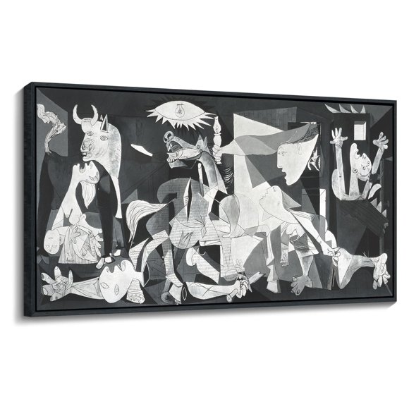 INVIN ART Impression sur Toile Encadrée Giclée ART Guernica par Pablo Picasso ART Mural (26"x60 Pouces, Cadre Mince Couleur Bois)