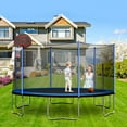 thumbnail image 2 of 14-Foot Outdoor Trampoline with Basketball Hoop, Kids Trampoline with Safety Enclosure Net, Circular Trampolines for Adults/Kids, Family Jumping and Ladder, Kids Basketball Trampoline, Q18334, 2 of 12