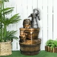 thumbnail image 2 of Outdoor Floor Rustic 5-Tiered Barrel and Pump Water Fountain for Garden and Patio Decor, 2 of 12