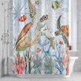 thumbnail image 2 of Sea Turtle Coral Summer Bathroom Shower Curtain, Starfish Ocean Fish Orange Blue Waterproof Washable Soft Bath Curtain for Bathtub Decor with 12 Hooks&Grommet, 66x72 Inch, 2 of 9