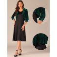 thumbnail image 2 of DARING DIVA Velvet Shrug Open Front Bolero Cropped Cardigan Top S Dark Green, 2 of 6