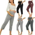 thumbnail image 7 of Douhoow Pregnant Women Pants Maternity Stretchy Comfortable Lounge Pants High Waist Capri Pants Pregnancy Yoga Trousers, 7 of 7