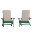 thumbnail image 2 of Emma + Oliver Set of Two Green All-Weather Polyresin Adirondack Chairs with Cream Cushions, 2 of 15
