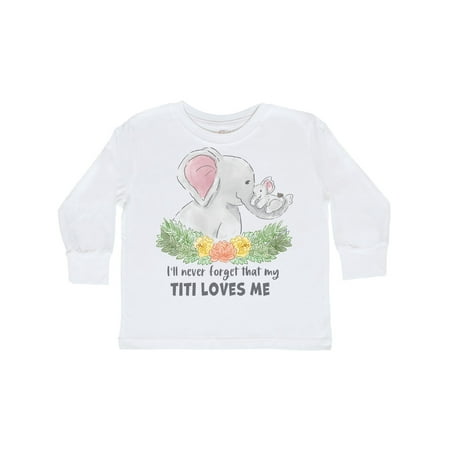 

Inktastic I ll Never Forget That My Titi Loves Me with Cute Elephants Gift Toddler Boy or Toddler Girl Long Sleeve T-Shirt