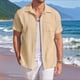 thumbnail image 4 of Camisas Casuales de Corta con Botones para Hombre, con Textura, para Playa y Verano, con Bolsillo Caqui XL, 4 of 7