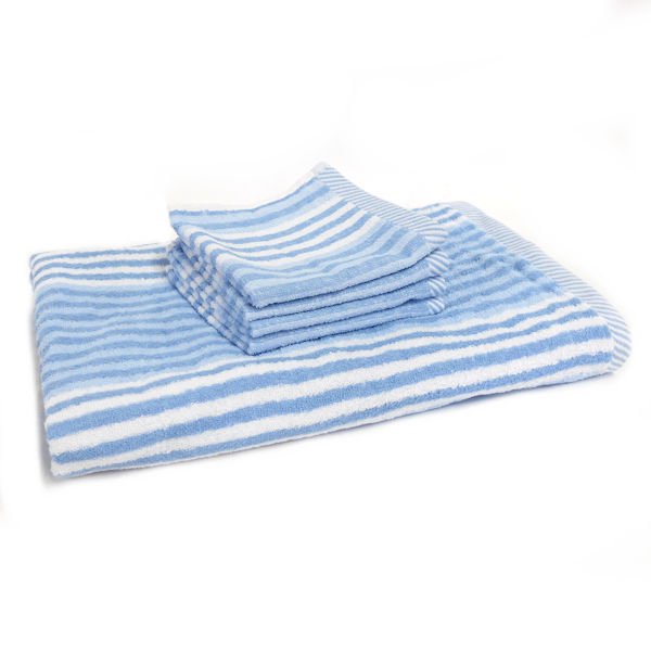 Gold Coast Striped Ringspun Cotton Bath Sheet with 4 Washcloths in Blue