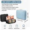 thumbnail image 3 of Large Capacity Travel Makeup Bag with Adjustable Dividers, Fold-Down Cosmetic Organizer, 27 Pockets & Brush Holders, Toiletry Case, 3 of 10