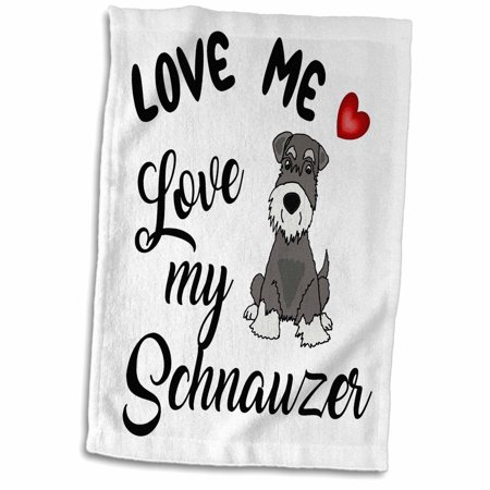 3dRose Funny Love Me Love My Miniature Schnauzer Dog Cartoon - Towel  15 by 22-inch (twl_336380_1)