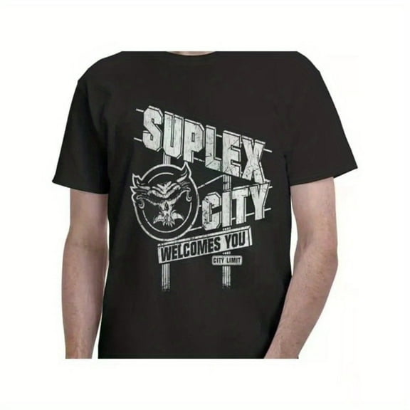 Brock and Lesnar Wrestling Suplex City Vintage-Inspired T-Shirt - 100% Cotton Black with White Graphic Design