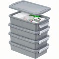 thumbnail image 1 of 3 Qt. Plastic Storage Bins With Lids, 4 Pack, Craft Storage Container Box, Sensory Bin, Organizing Containers For Home, Office & Art Supplies, Stackable, Gray, 1 of 5