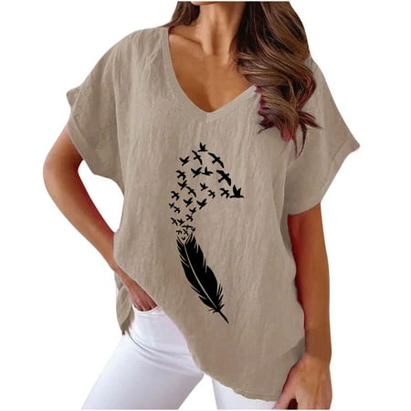 

Awdenio Clearance Women s Shirts Basic Summer Tops Women V-neck Print T-shirts Fashion Comfortable Female Blouses Tops