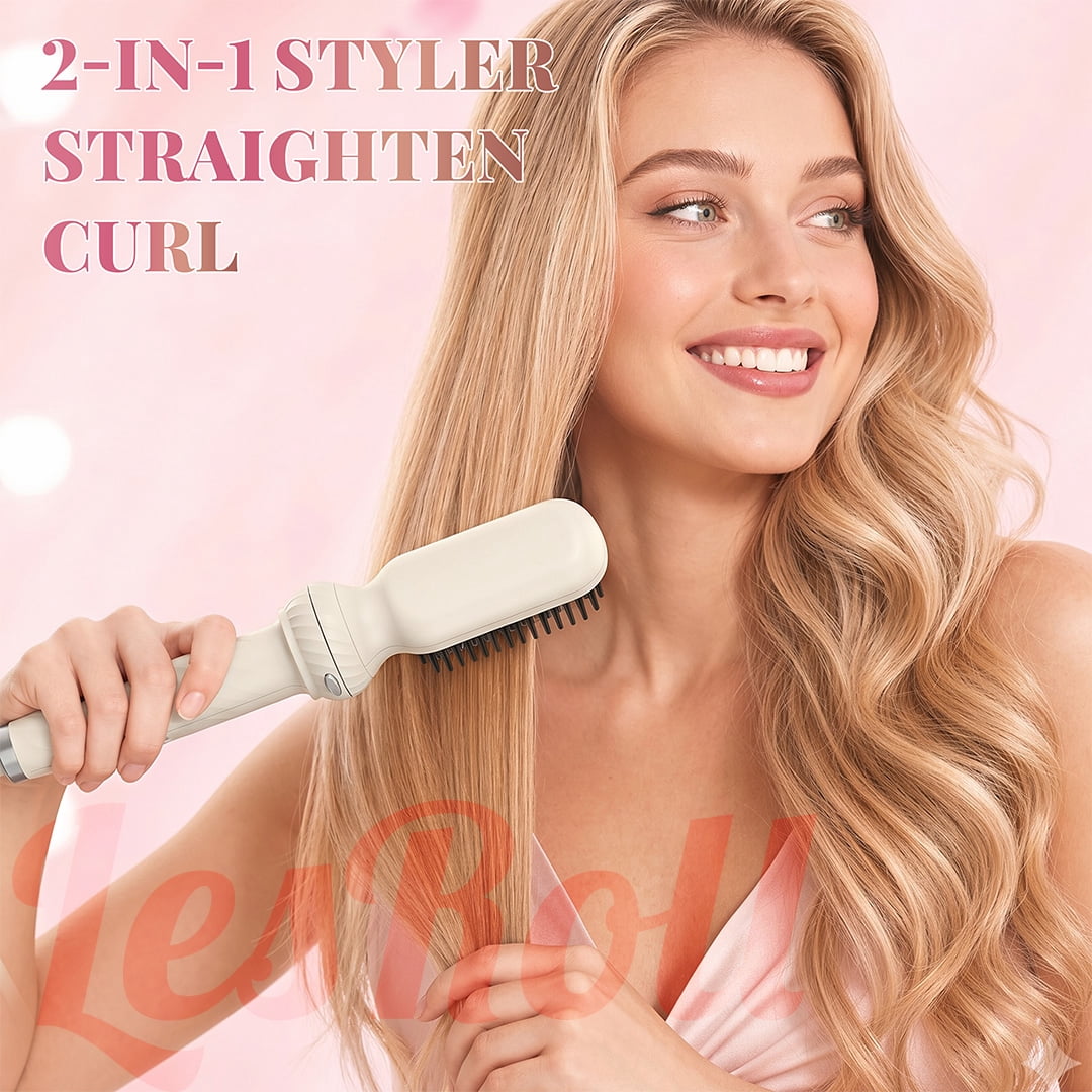 5-in-1 Hair Styling Tool with 1.25" Hair Crimper and Waver, 1" & 1.25" Automatic Curlers, Straightener Brush & Volumizing Crimper – Travel-Friendly Hair Tool