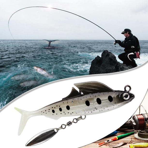 3D Eyes Soft Lure Jig Head Cebo de pesca artificial con lentejuelas (gris) Likrtyny Para estrenar